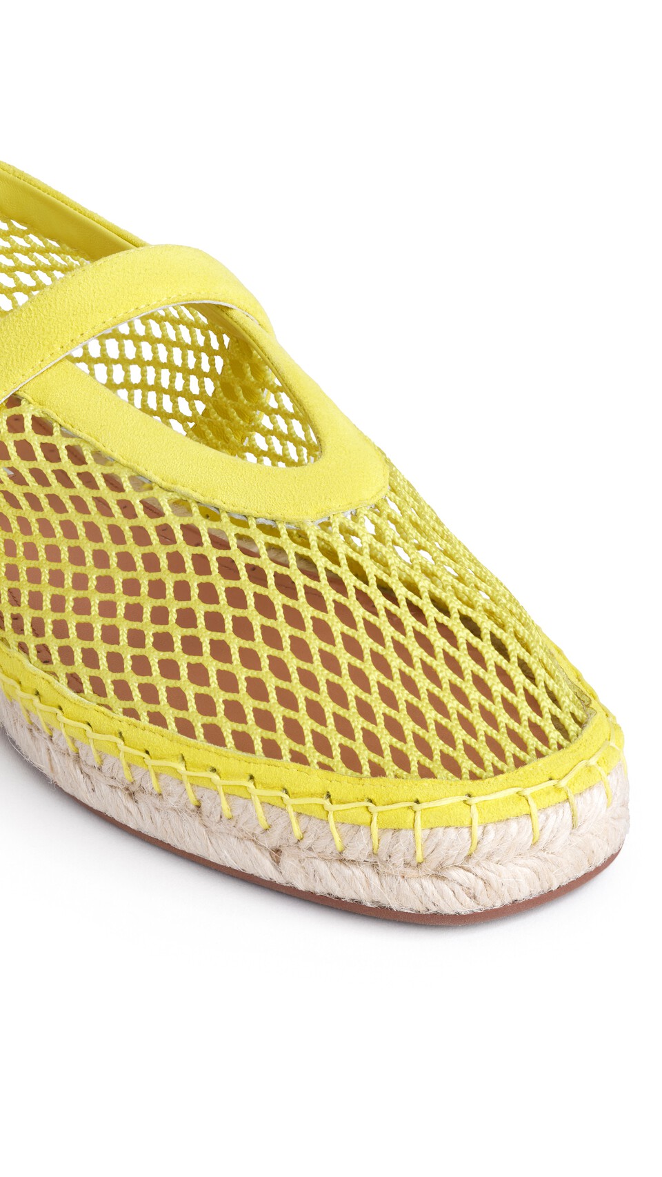 ALA&Iuml;A ESPADRILLES IN FISHNET AND SUEDE LEMON YELLOW - View 3