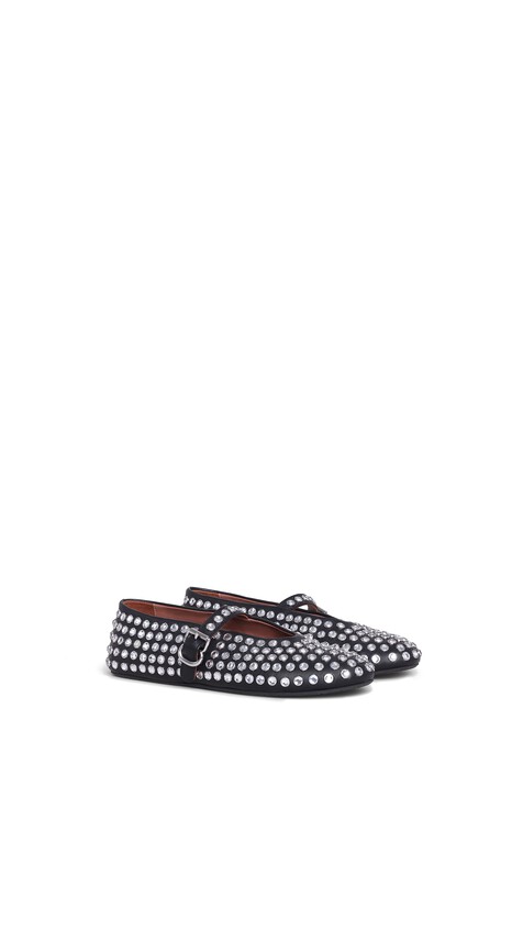 ALA&Iuml;A STRASS LAMBSKIN BALLET FLATS BLACK - View 2