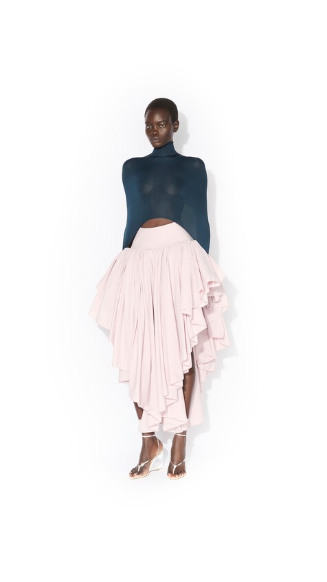 ALA&Iuml;A NYLON MAXI PETTICOAT PINK - View 2