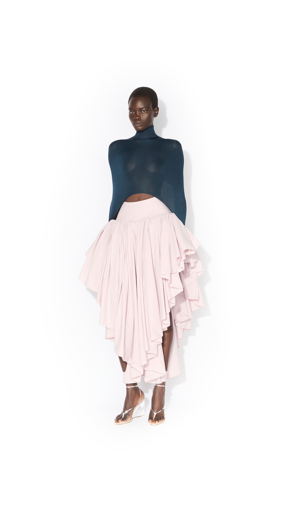 ALA&Iuml;A NYLON MAXI PETTICOAT PINK - View 2
