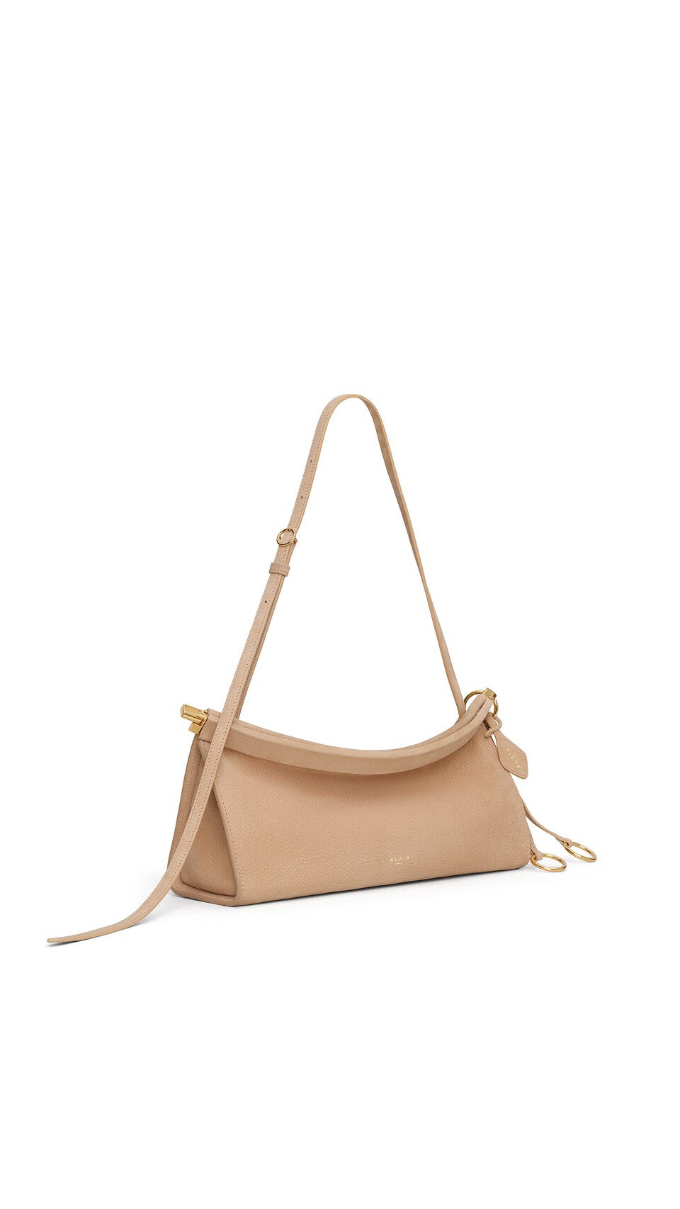 ALA&Iuml;A LE CLICK EAST WEST MEDIUM BAG IN NUBUCK DESERT - View 2