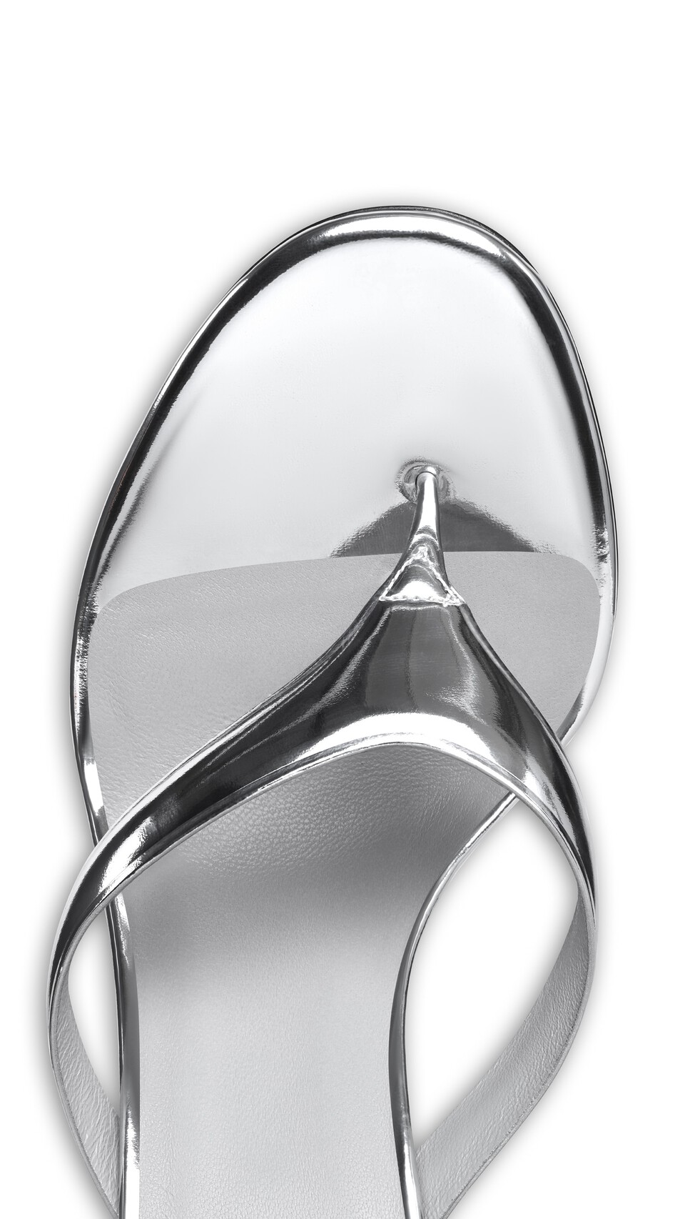 ALA&Iuml;A INFRADITO SANDALS IN MIRROR CALFSKIN WHITE SILVER - View 4