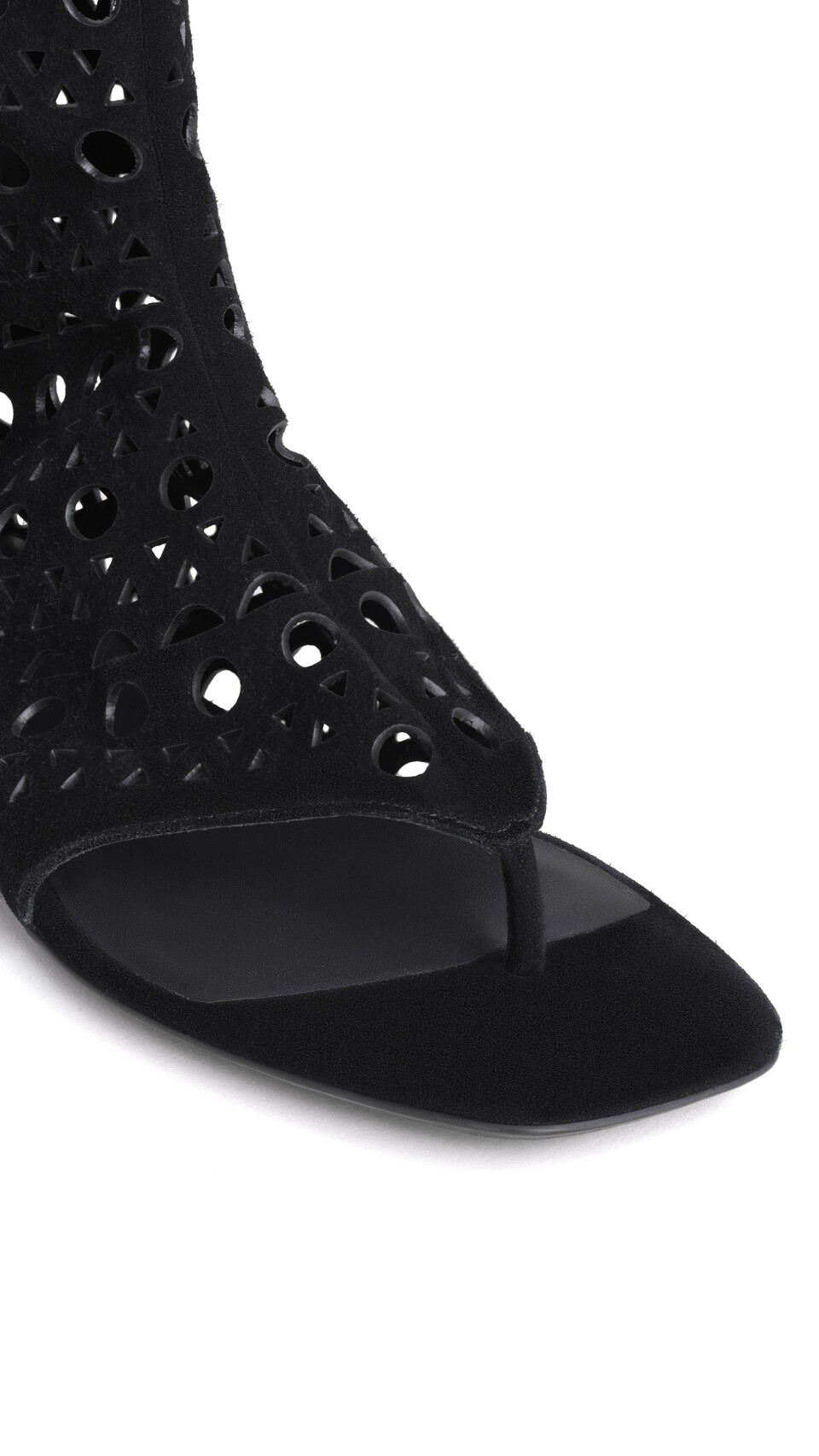 ALA&Iuml;A VIENNE HIGH FLAT SANDALS  IN VELVET CALFSKIN BLACK - View 4