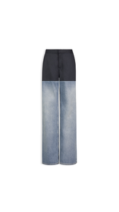 FADED BLUE - ALA&Iuml;A BI-MATERIAL DENIM PANTS