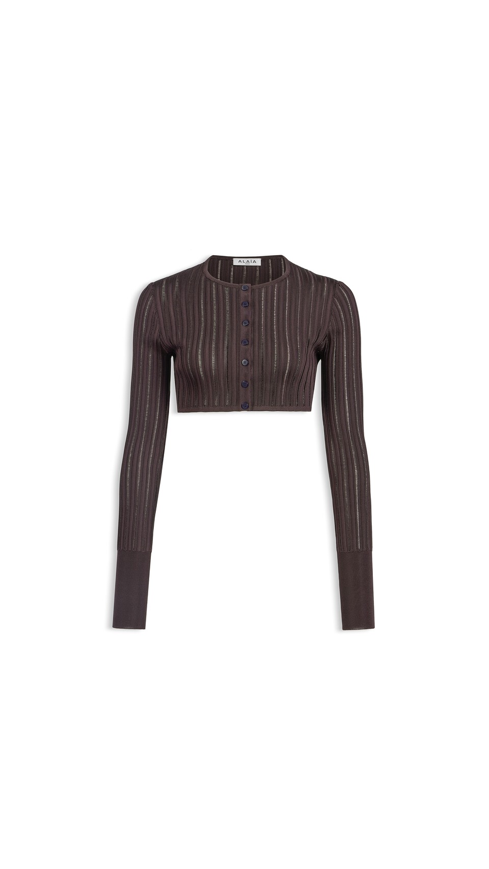 ALA&Iuml;A SHINY CRINOLINE CROPPED CARDIGAN PLUM