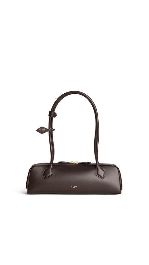 ALA&Iuml;A LE TECKEL MEDIUM BAG IN CALFSKIN DARK BROWN