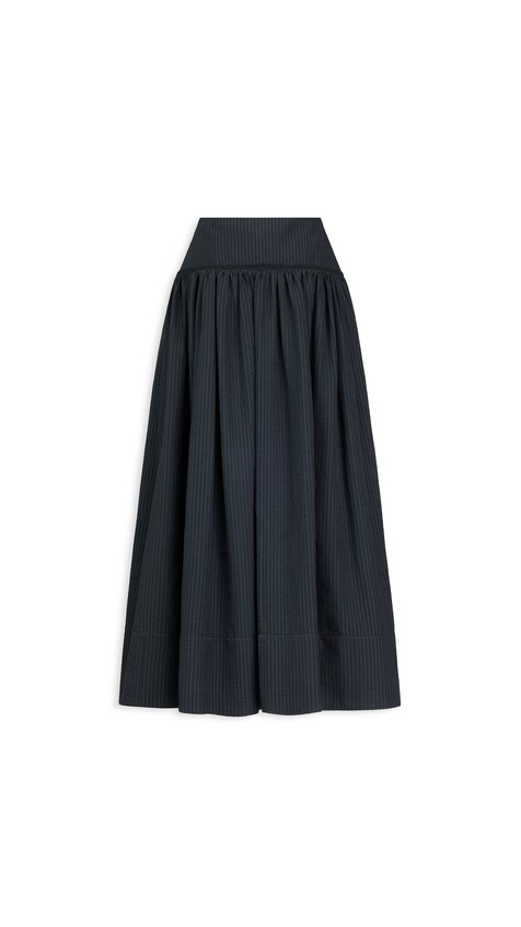 ALA&Iuml;A OPENWORK COTTON A-LINE SKIRT BLACK - View 2