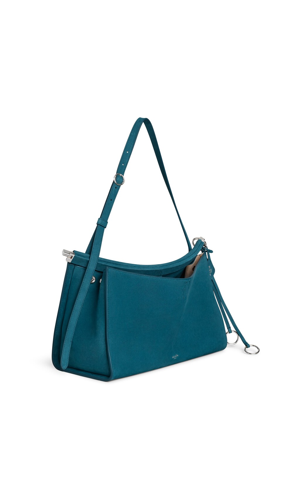 ALA&Iuml;A LE CLICK POCKET 35 BAG IN NUBUCK GREEN GREY - View 2