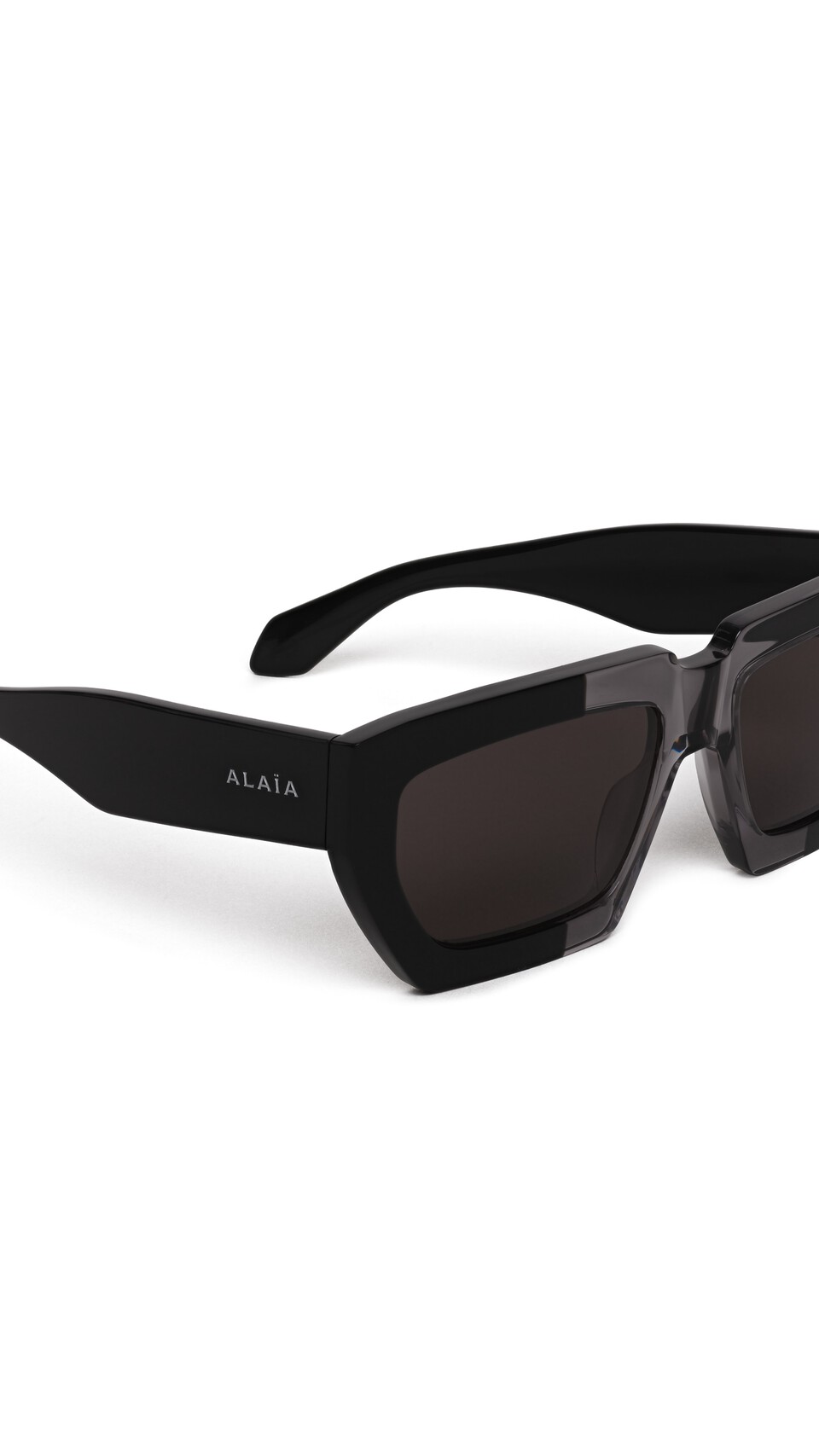 ALA&Iuml;A MELTED RECTANGULAR SUNGLASSES BLACK/GREY - View 3