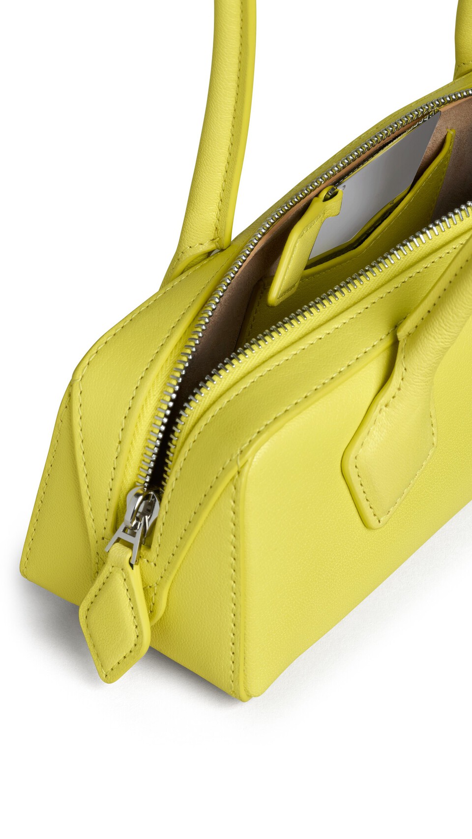 ALA&Iuml;A LE TECKEL SMALL BAG IN LEATHER LEMON YELLOW - View 3