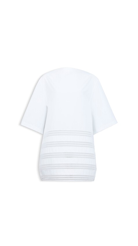 ALA&Iuml;A ROUND POPLIN DRESS WHITE