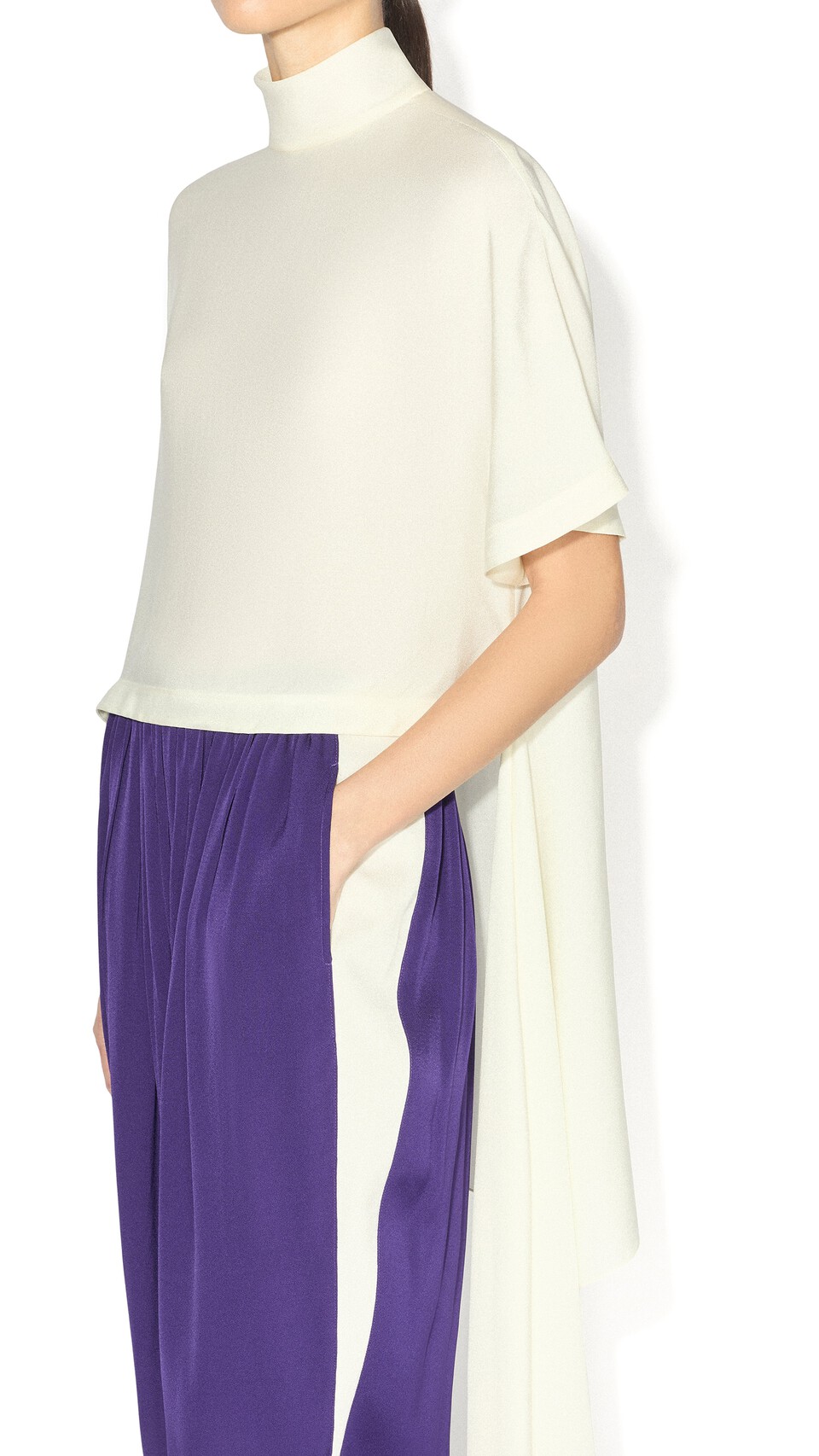 ALA&Iuml;A ASYMMETRIC CADY TOP CREAMY WHITE - View 4