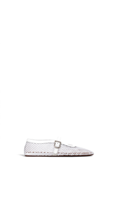 OPTICAL WHITE - ALA&Iuml;A BALLET FLATS IN FISHNET