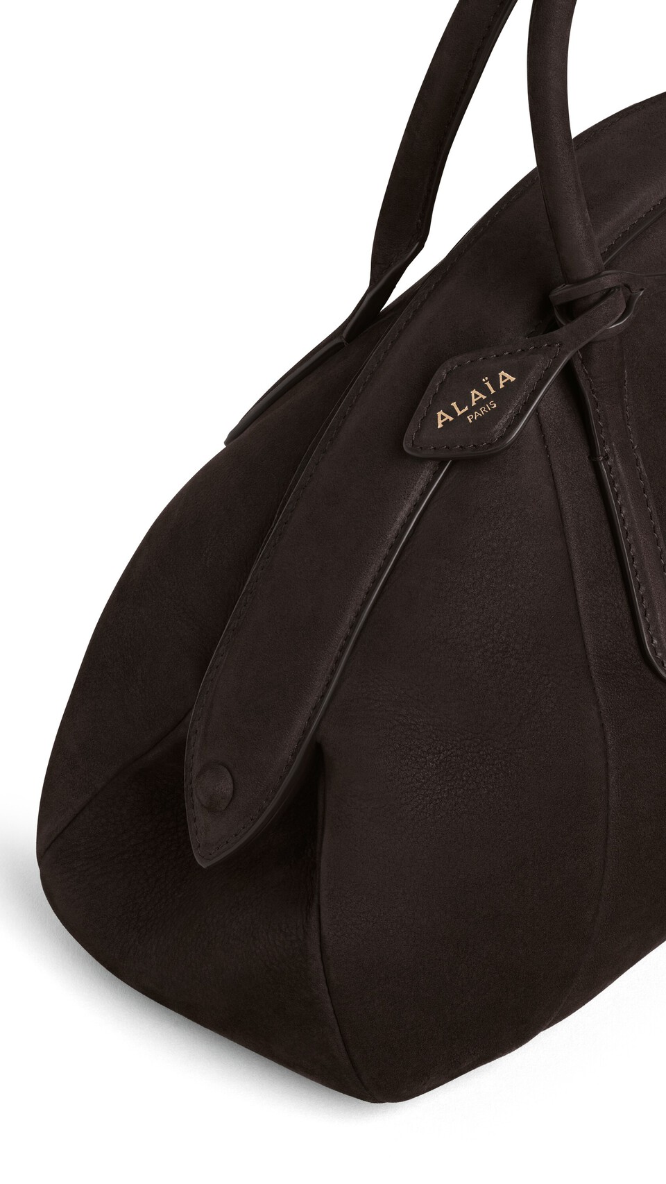 ALA&Iuml;A PURSE TOP HANDLE BAG IN NUBUCK DARK BROWN - View 3