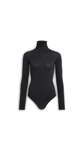 BLACK - ALA&Iuml;A HIGH NECK SECOND-SKIN KNIT BODYSUIT