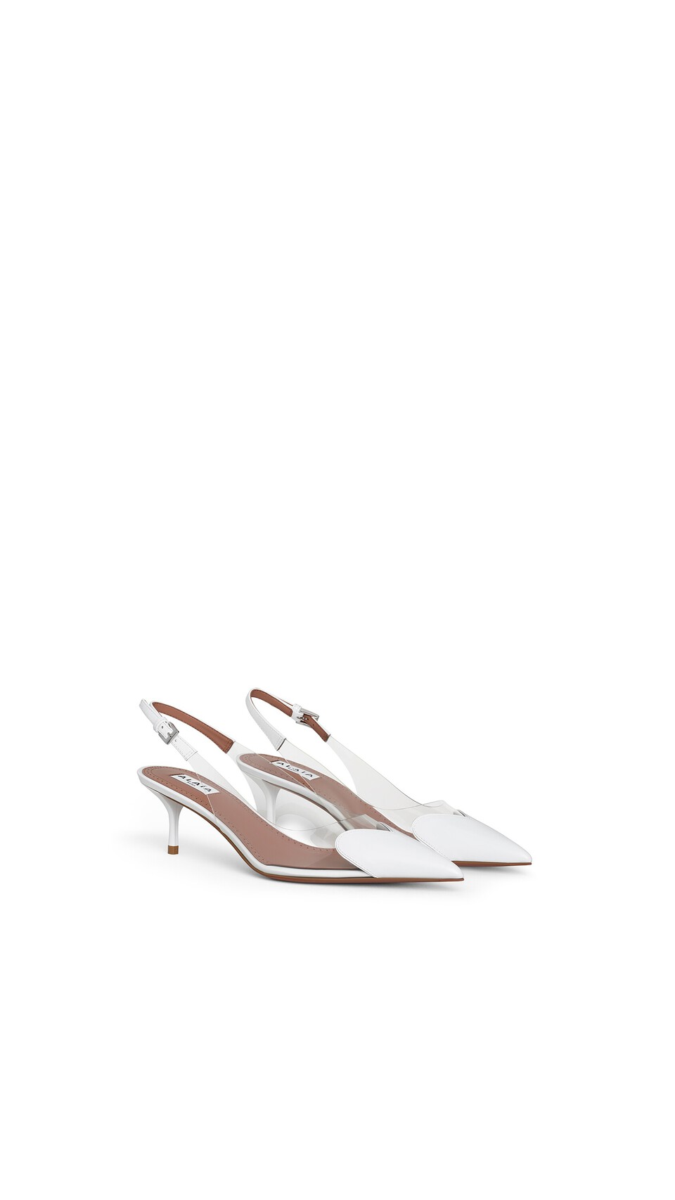 ALA&Iuml;A LE C&OElig;UR SLINGBACKS IN PATENT LEATHER  OPTICAL WHITE - View 2