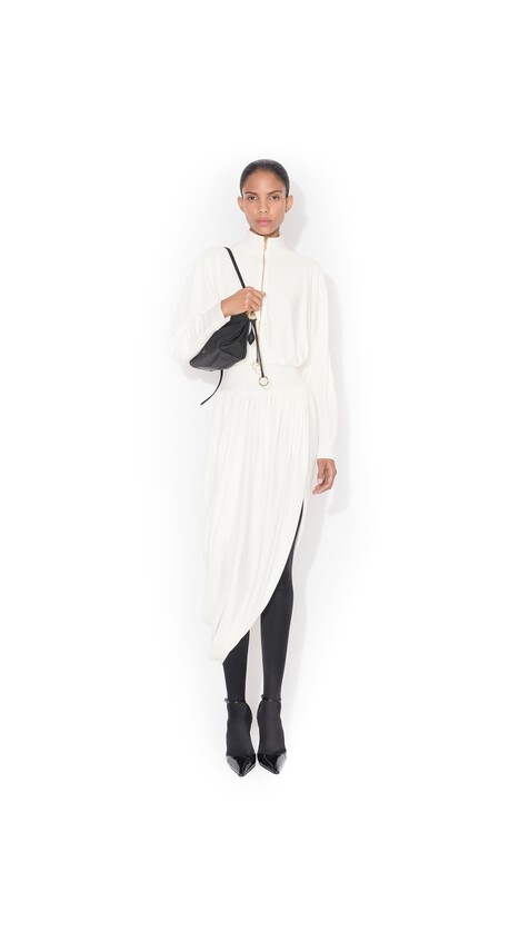 ALA&Iuml;A TWISTED FLUID JERSEY SKIRT WHITE - View 2