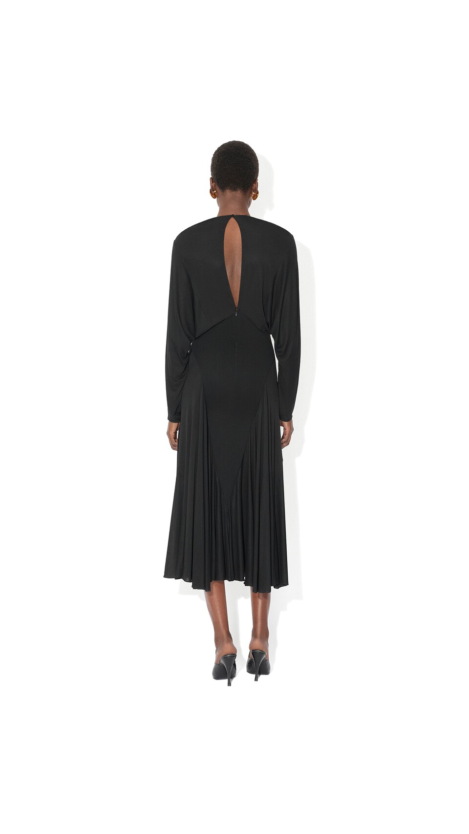 ALA&Iuml;A FLUID JERSEY DRESS BLACK - View 3