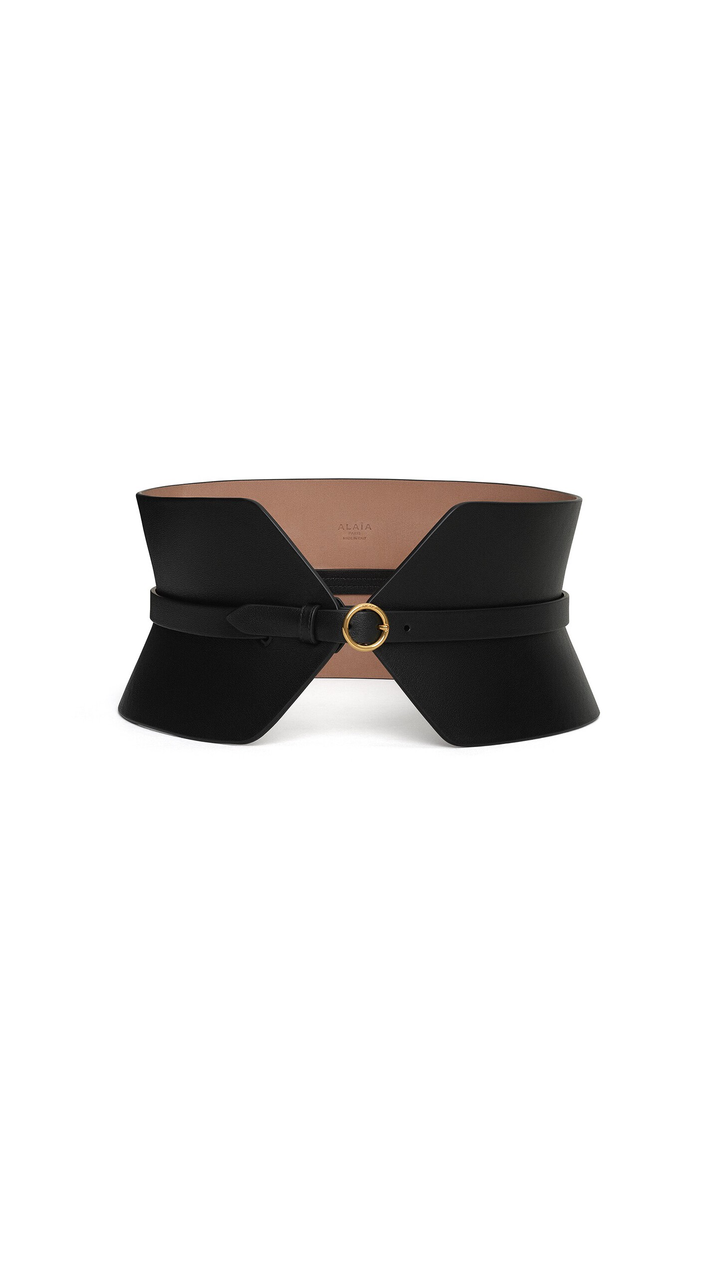ALA&Iuml;A DOUBLE BUSTIER BELT IN CALFSKIN BLACK