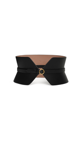 BLACK - ALA&Iuml;A DOUBLE BUSTIER BELT IN CALFSKIN