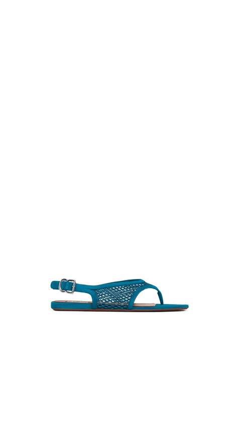 ALA&Iuml;A FISHNET THONG SANDALS IN SUEDE CHINA BLUE