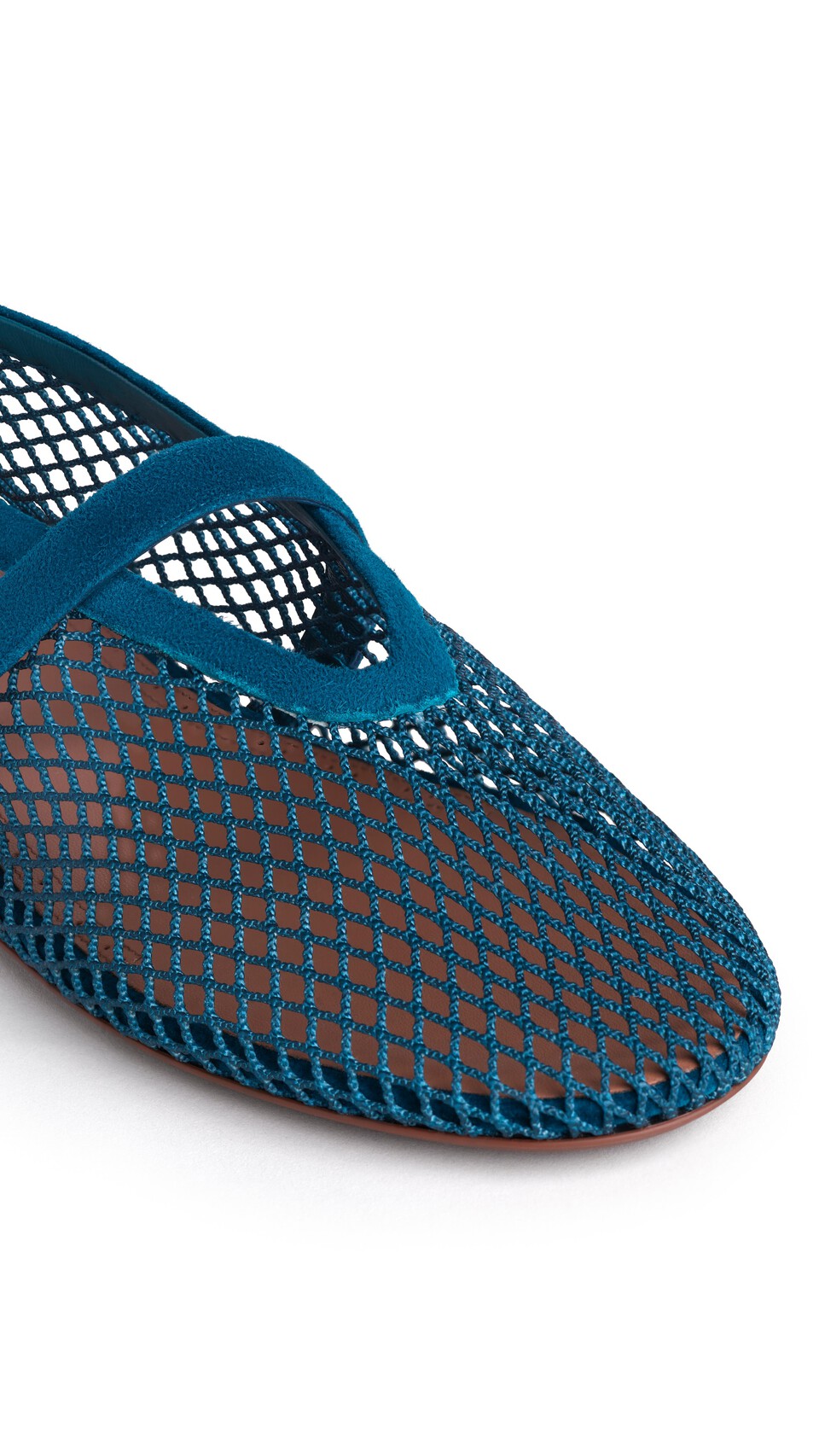 ALA&Iuml;A BALLET FLATS IN FISHNET AND SUEDE CHINA BLUE - View 3