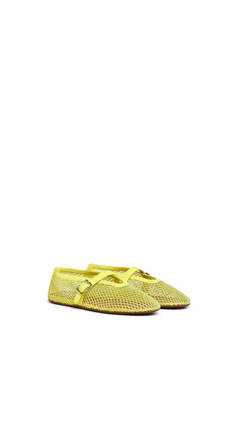 ALA&Iuml;A BALLET FLATS IN FISHNET LEMON YELLOW - View 2