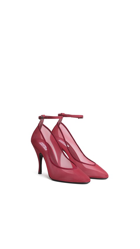 ALA&Iuml;A STRAPPY PUMPS IN MESH CORAL - View 2