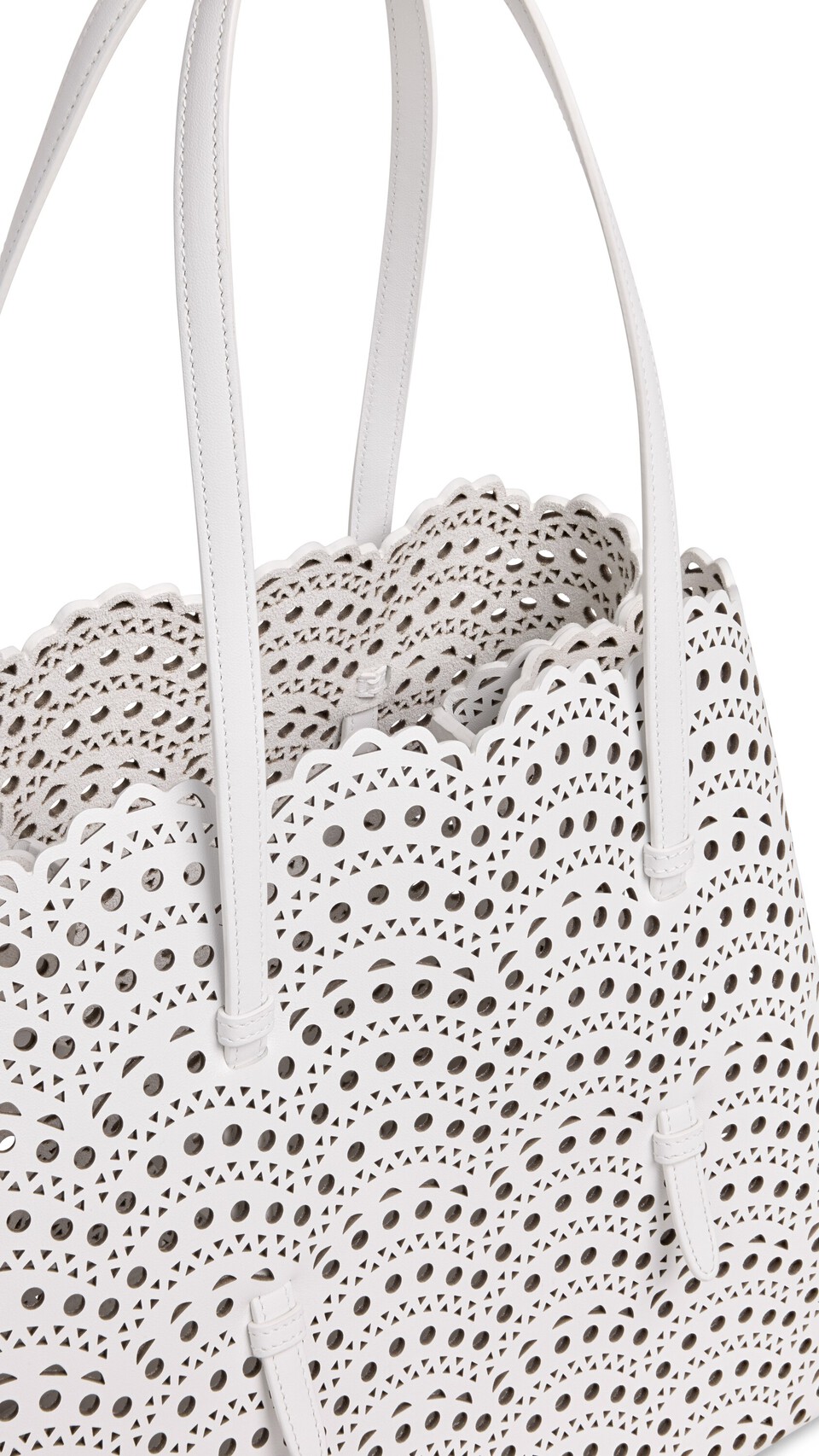 ALA&Iuml;A MINA 37 BAG IN VIENNE WAVE CALFSKIN OFF-WHITE - View 3