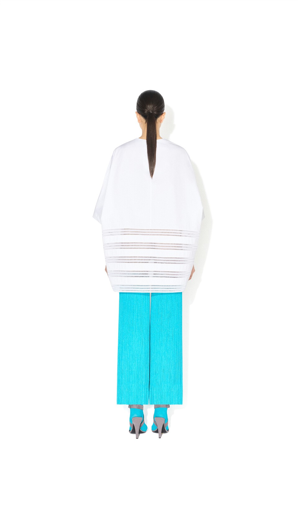 ALA&Iuml;A ROUND POPLIN DRESS WHITE - View 3