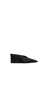 BLACK - ALA&Iuml;A CUBE WEDGE MULES IN SATIN
