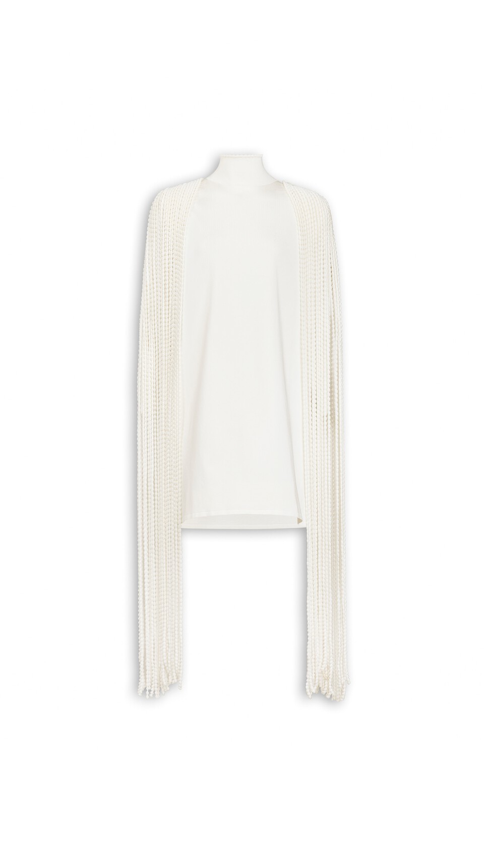 ALA&Iuml;A BEADED FRINGE MINI DRESS NATURAL WHITE