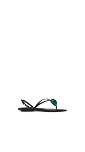 BLACK - ALA&Iuml;A FLAT JEWEL SANDALS IN PATENT LEATHER
