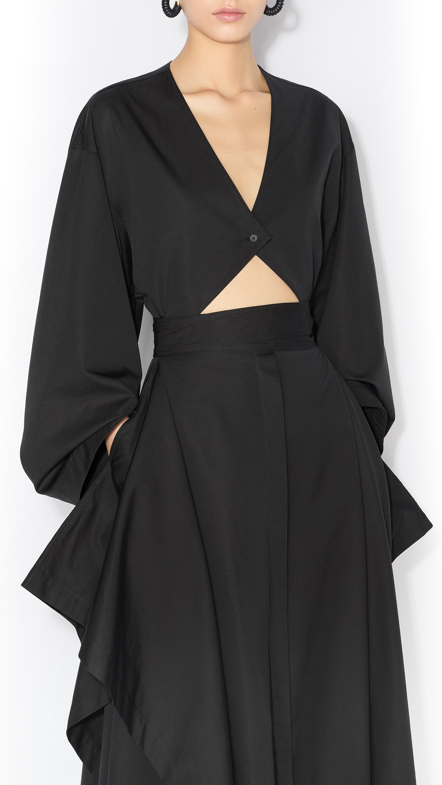 ALA&Iuml;A POPLIN TRENCH DRESS BLACK - View 4