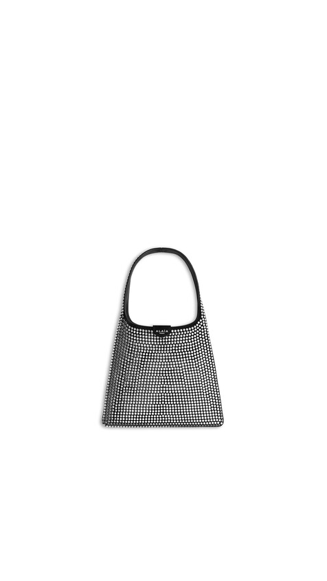 ALA&Iuml;A MINI HOBO BAG IN SUEDE WITH STUDS  BLACK