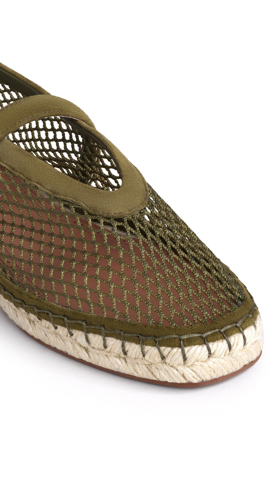 ALA&Iuml;A ESPADRILLES IN FISHNET AND SUEDE KAKI - View 3