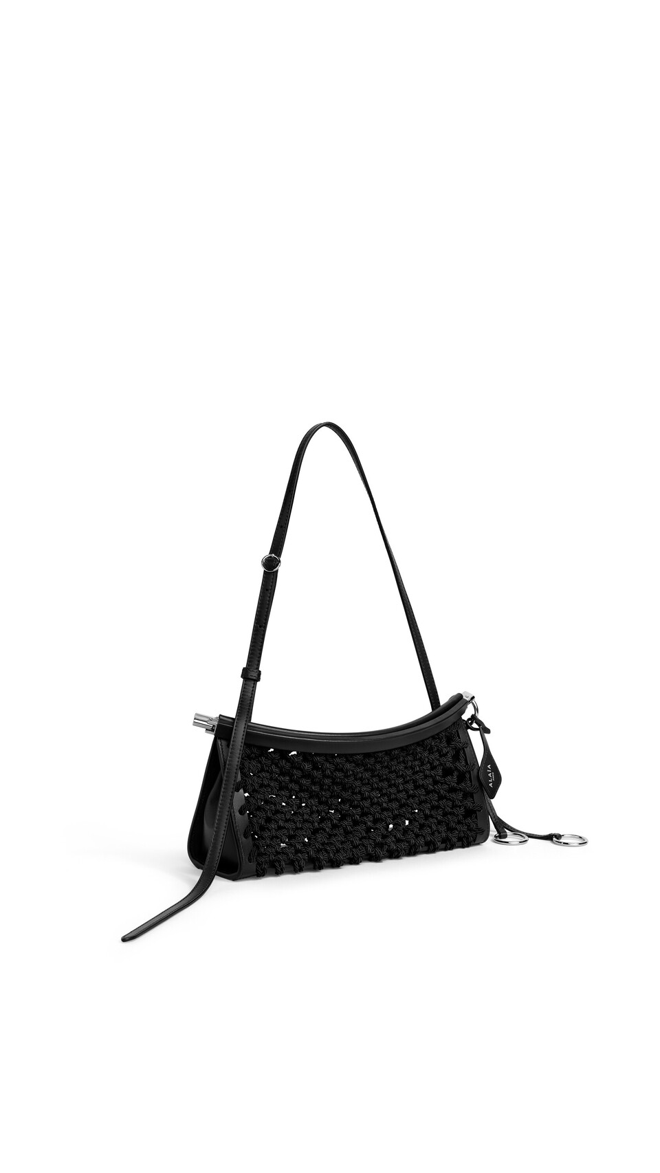 ALA&Iuml;A LE CLICK EAST WEST SMALL BAG IN SATIN CORD BLACK - View 2