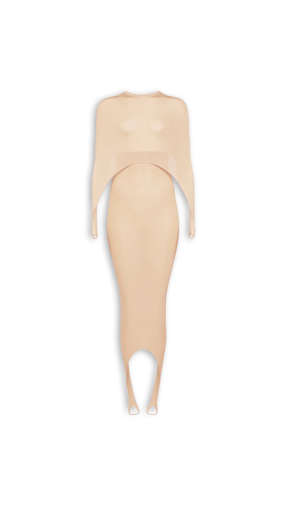 ALA&Iuml;A SECOND-SKIN TENSION DRESS BEIGE