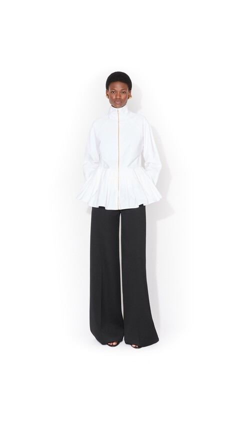 ALA&Iuml;A COTTON POPLIN PEPLUM JACKET WHITE - View 2