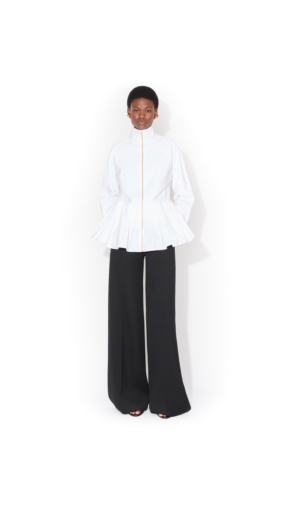 ALA&Iuml;A COTTON POPLIN PEPLUM JACKET WHITE - View 2