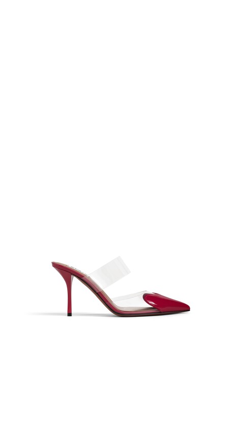 ALA&Iuml;A LE C&OElig;UR MULES IN PATENT LEATHER RASPBERRY
