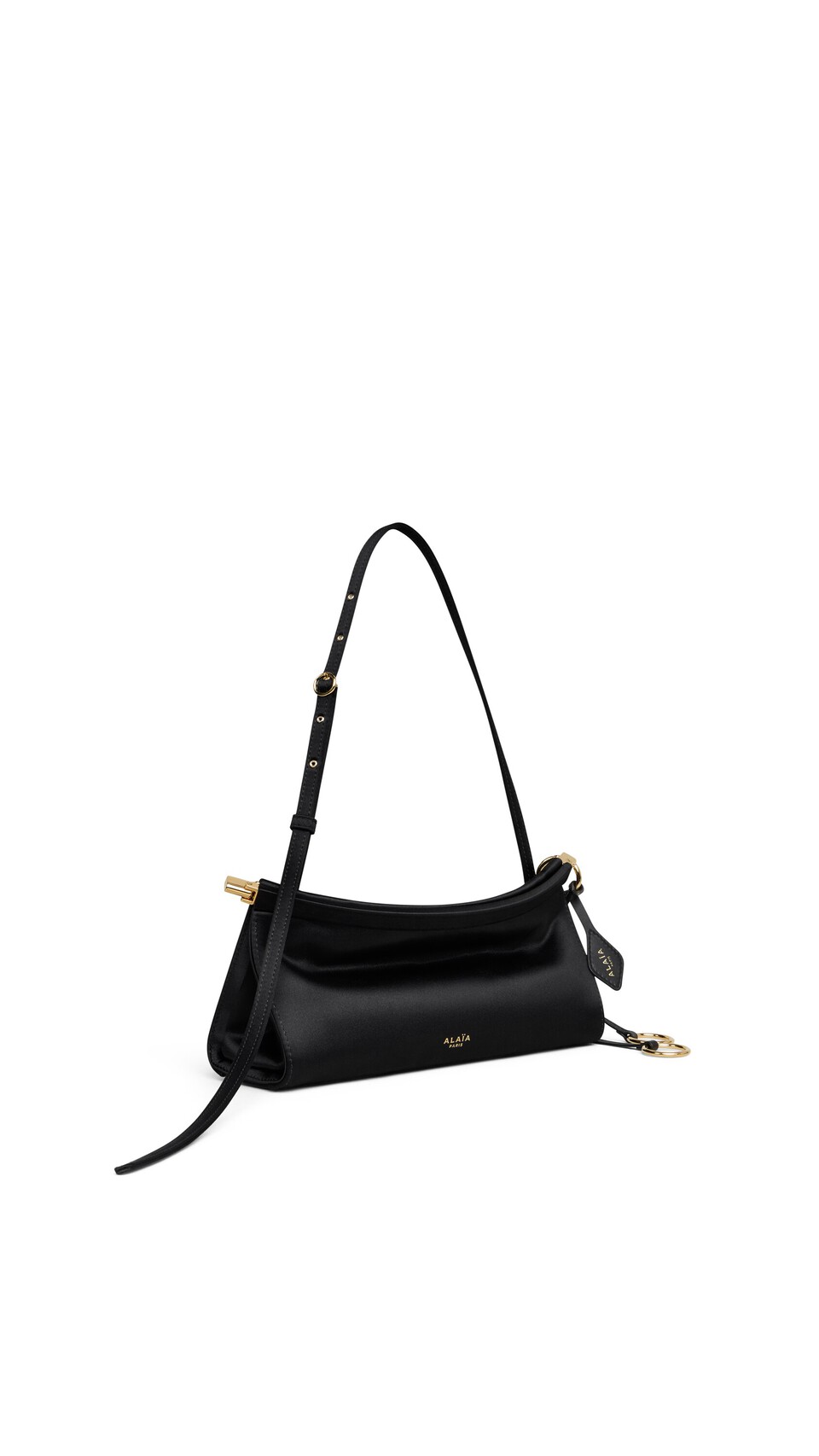 ALA&Iuml;A LE CLICK EAST WEST SMALL BAG IN SATIN BLACK - View 2