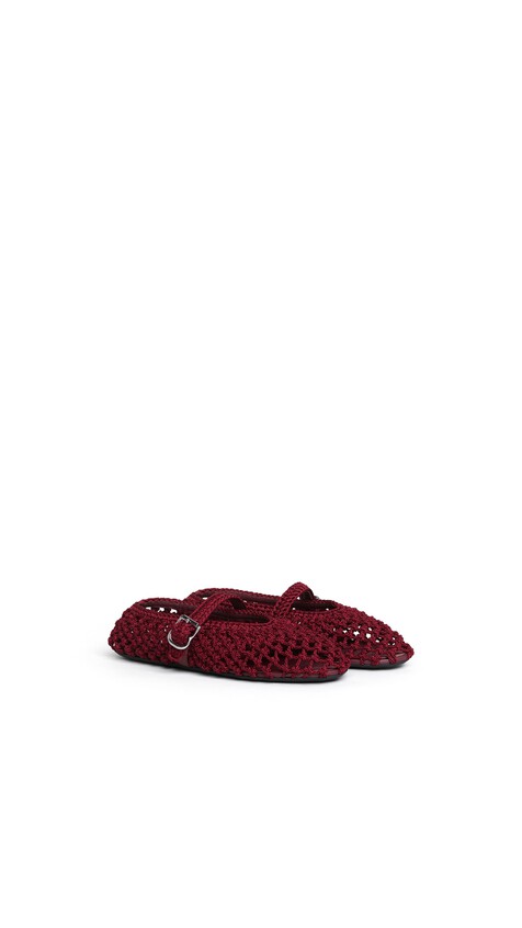 ALA&Iuml;A BALLET FLATS IN SATIN CORD BORDEAUX - View 2