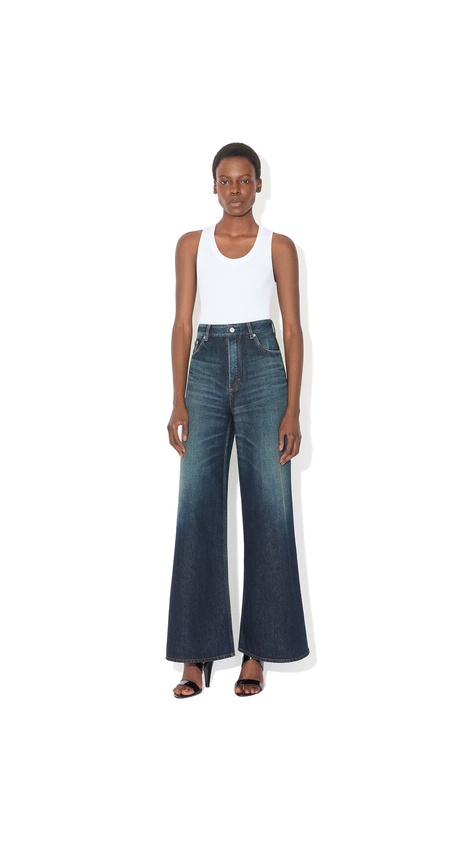 ALA&Iuml;A JEANS PALAZZO IN DENIM BLU DOCK - View 2
