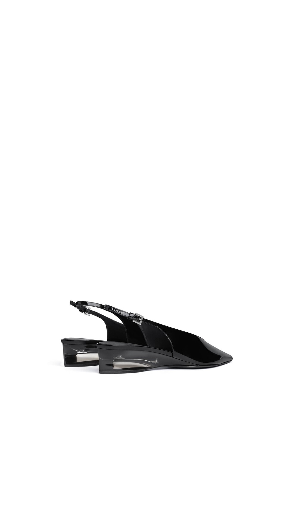 ALA&Iuml;A INVISIBLE WEDGE SLINGBACKS IN PATENT CALFSKIN BLACK - View 3