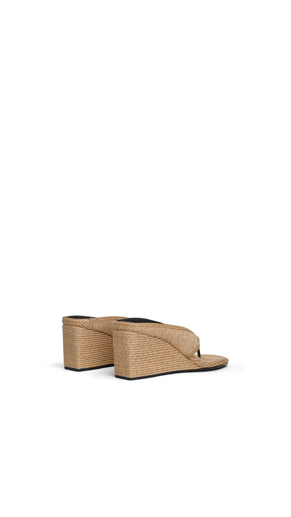 ALA&Iuml;A CUBE THONG MULES IN PAPER STRAW NATURAL - View 3