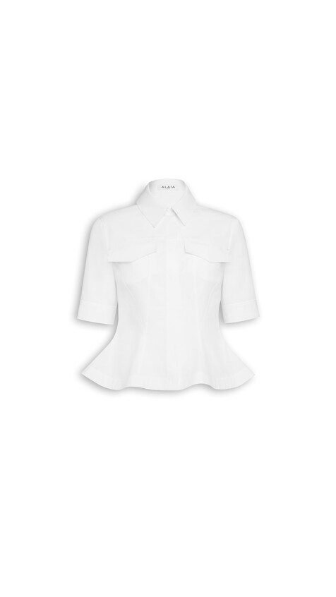COTTON POPLIN PEPLUM SHIRT