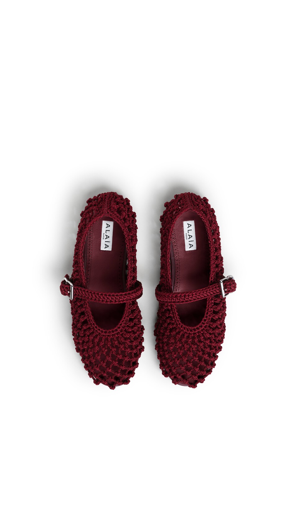 ALA&Iuml;A BALLET FLATS IN SATIN CORD BORDEAUX - View 4