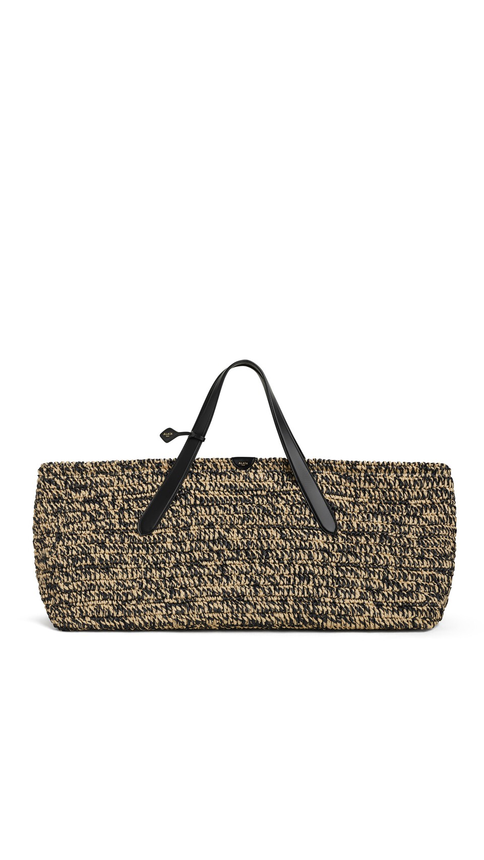 ALA&Iuml;A BOLSO GRANDE LE PANIER EAST WEST DE RAFIA NATURAL/NEGRO