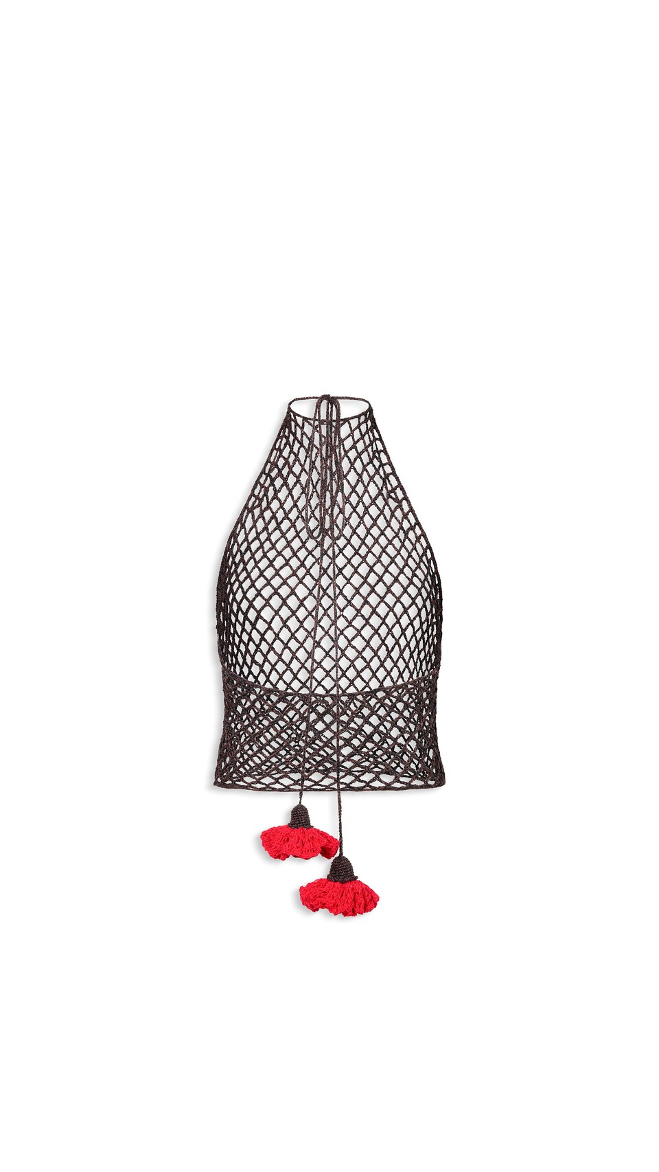 ALA&Iuml;A FLORAL CROCHET TOP BROWN/RED - View 4